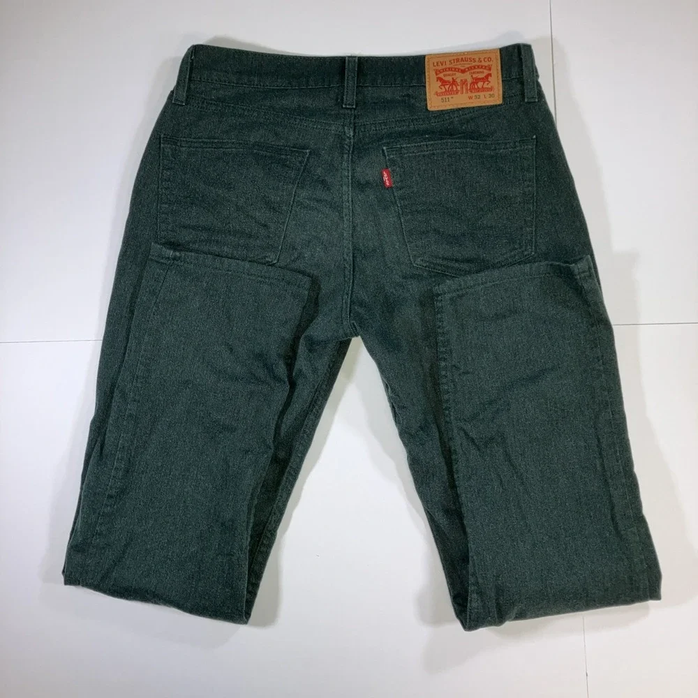 Levi's 511 Slim Jeans Mens 32x30 Dark Green Stretch Denim Pants